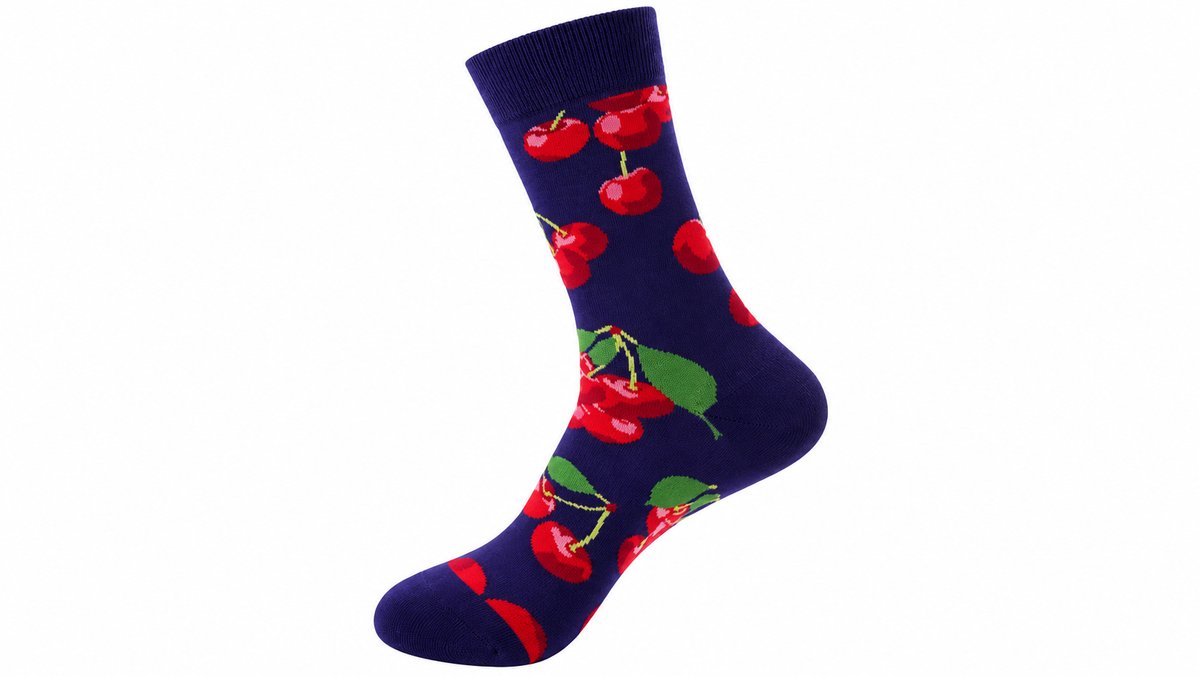 Cherry Print Purple Long Socks