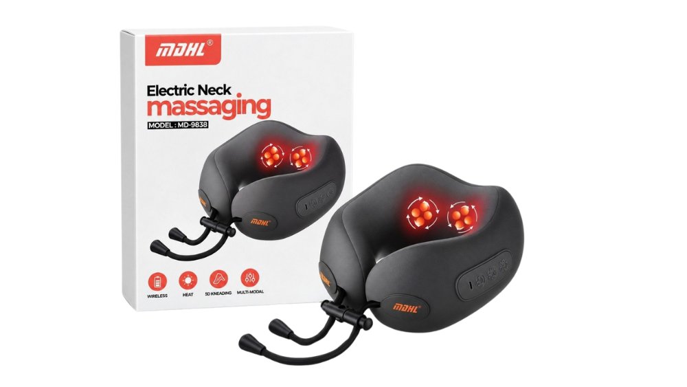 MDHL Electric Neck & Shoulder Massager MD-9838 – Wireless 5D Kneading with Heat – Black