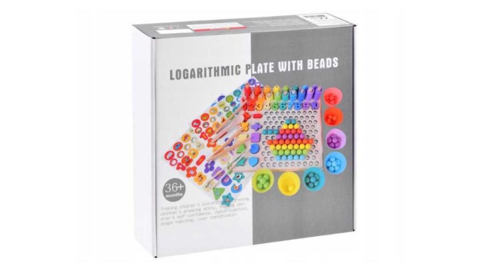 Montessori Rainbow Beads Counting & Pattern Matching Board – Educational STEM Toy