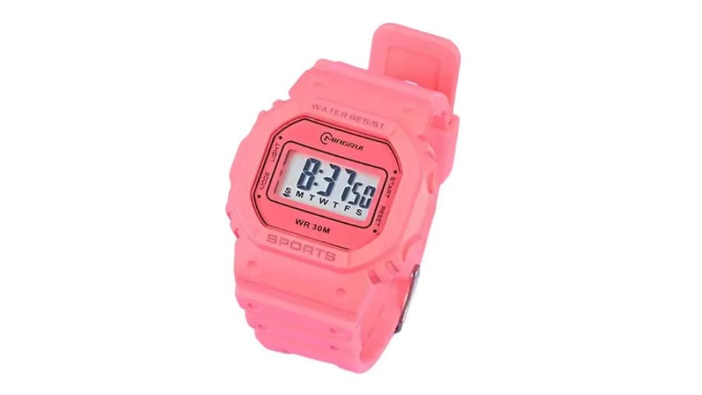 Mingrui Kids Digital Sports Watch – Waterproof Style LCD Wristwatch – Pink