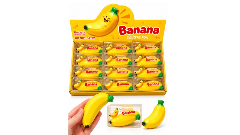 Crunchy Banana Squishy Toy – Realistic Banana Stress Relief Fidget Toy