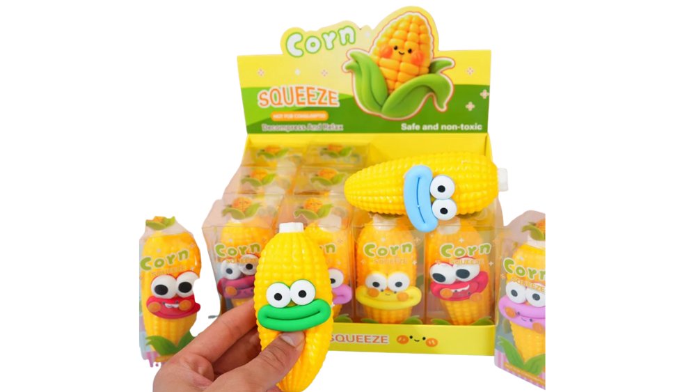 Crunchy Corn Squishy Toy – Funny Face Sweet Corn Stress Relief Fidget Toy