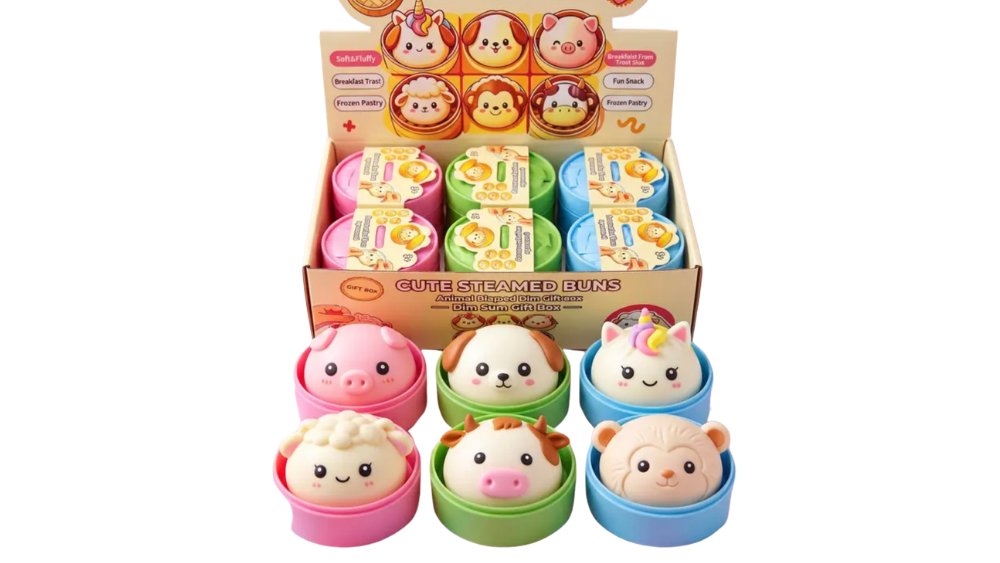 Crunchy Steamed Bun Squishy Toy – Cute Animal Dim Sum Stress Relief Fidget Toy