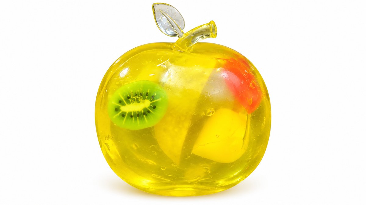 Jumbo Coconut Oil Filled Apple Squishy – Transparent Fruit Stress Relief Fidget Toy