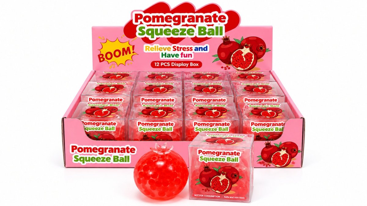 Crunchy Pomegranate Squishy Toy – Red Pomegranate Squeeze Ball