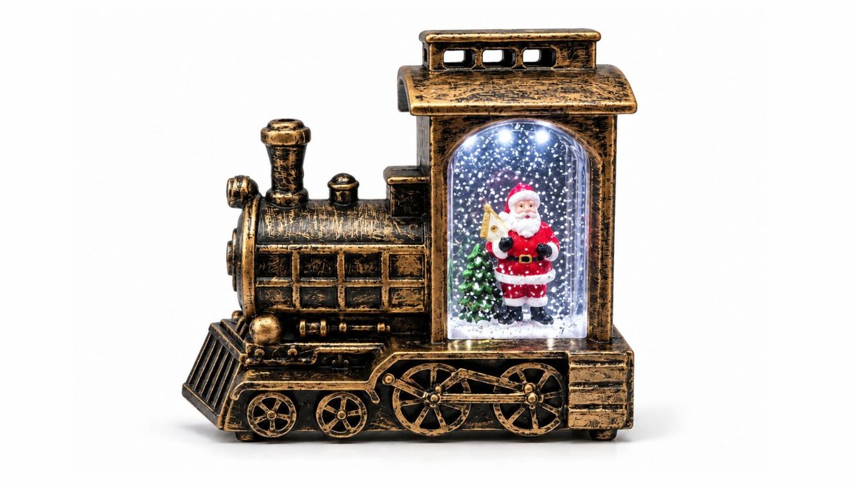 Vintage Christmas Lantern Snow Globe with Santa Claus & Reindeer – LED Light Up Decoration