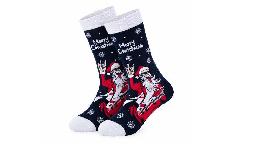 Christmas Socks – Rock & Roll Santa Claus Merry Christmas | Size 40–46