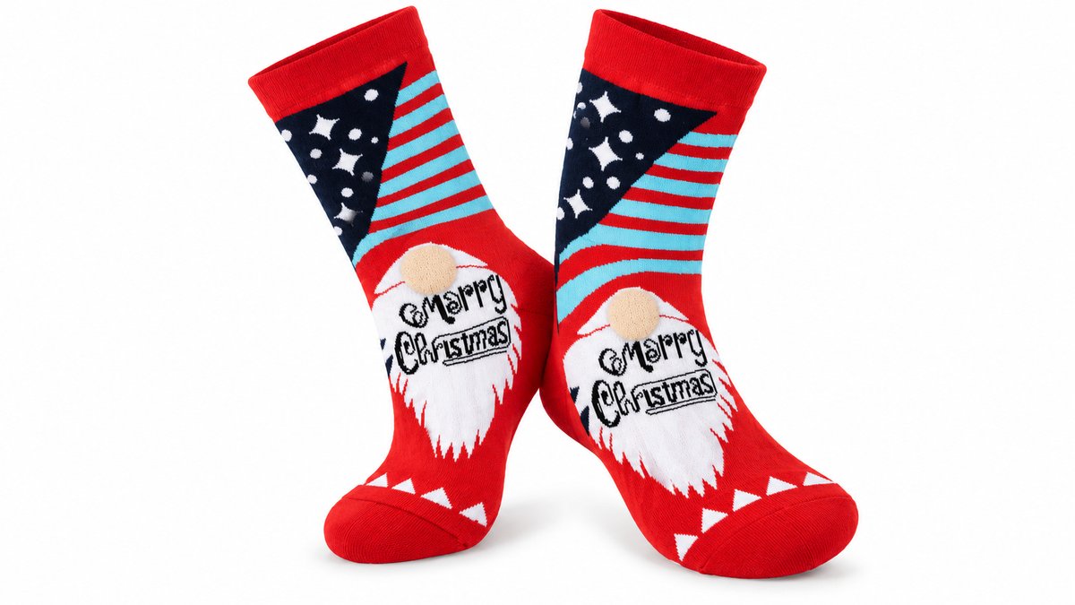 Christmas Socks – Merry Christmas Santa Gnome | Size 36–40