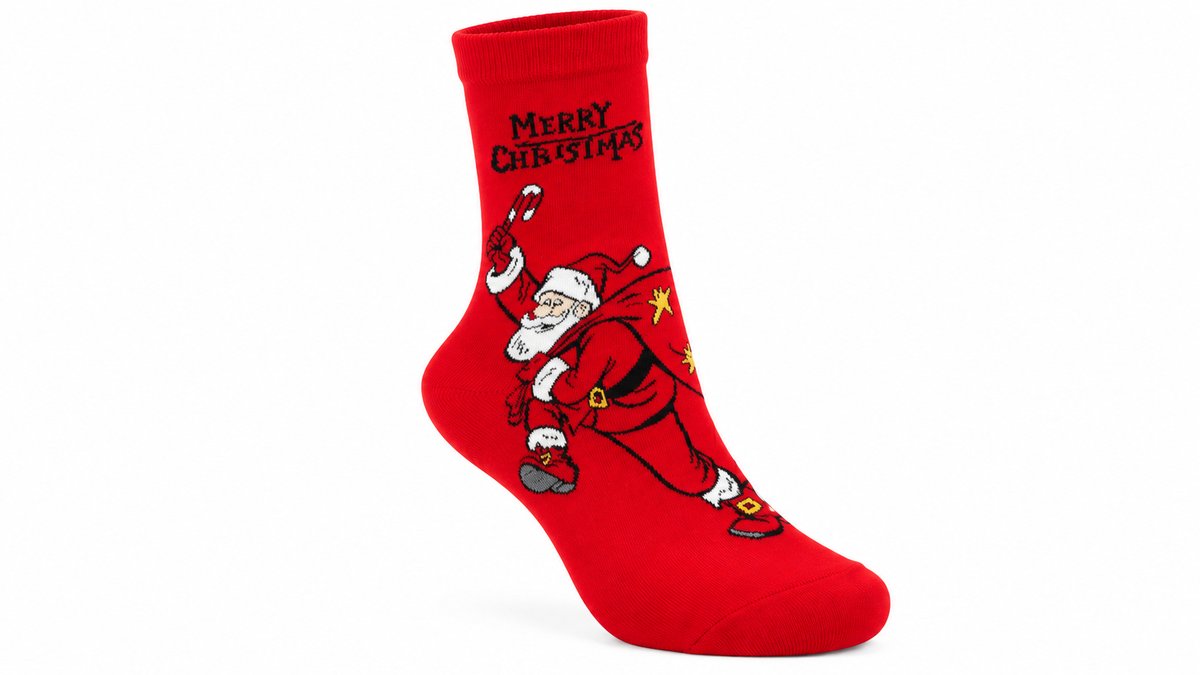 Christmas Socks – Santa Claus with Gift Bag – Red 40-46