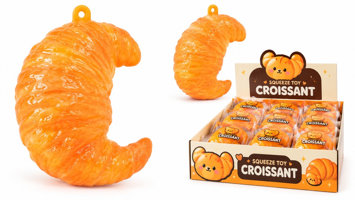 Crunchy Croissant Squishy – Realistic Bread Fidget Toy