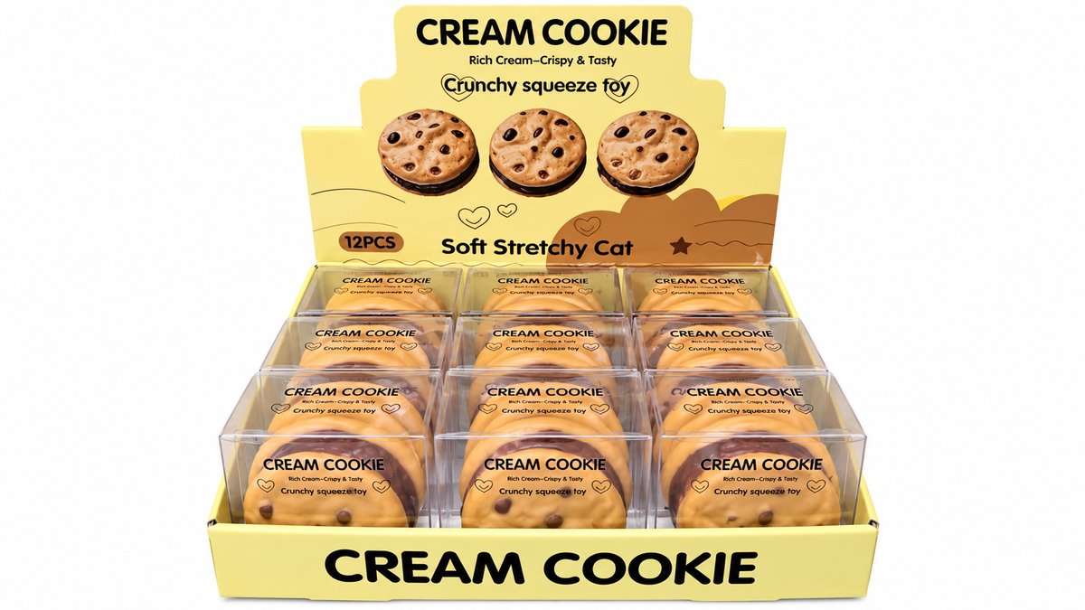 Crunchy Cream Cookie Squishy – Chocolate Chip Sandwich Cookie Fidget Toy