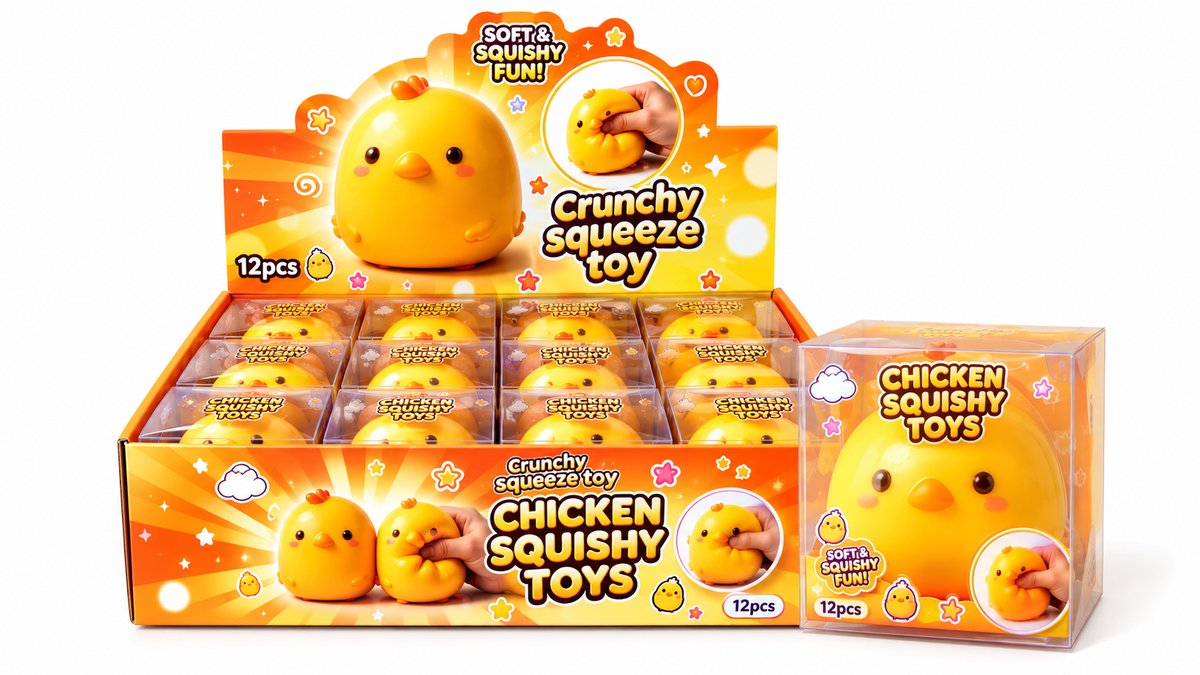Crunchy Chicken Squishy – Cute Yellow Chick Fidget Toy
