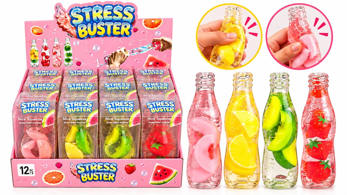 Coconut Oil Fruit Bottle Squishy – Stress Buster Sensory Fidget Toy