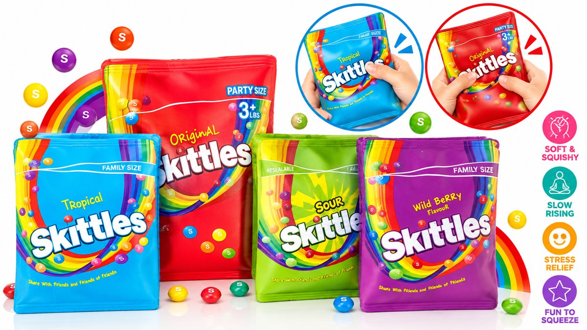 Skittles Candy Bag Squishy – Slow Rising Stress Relief Fidget Toy