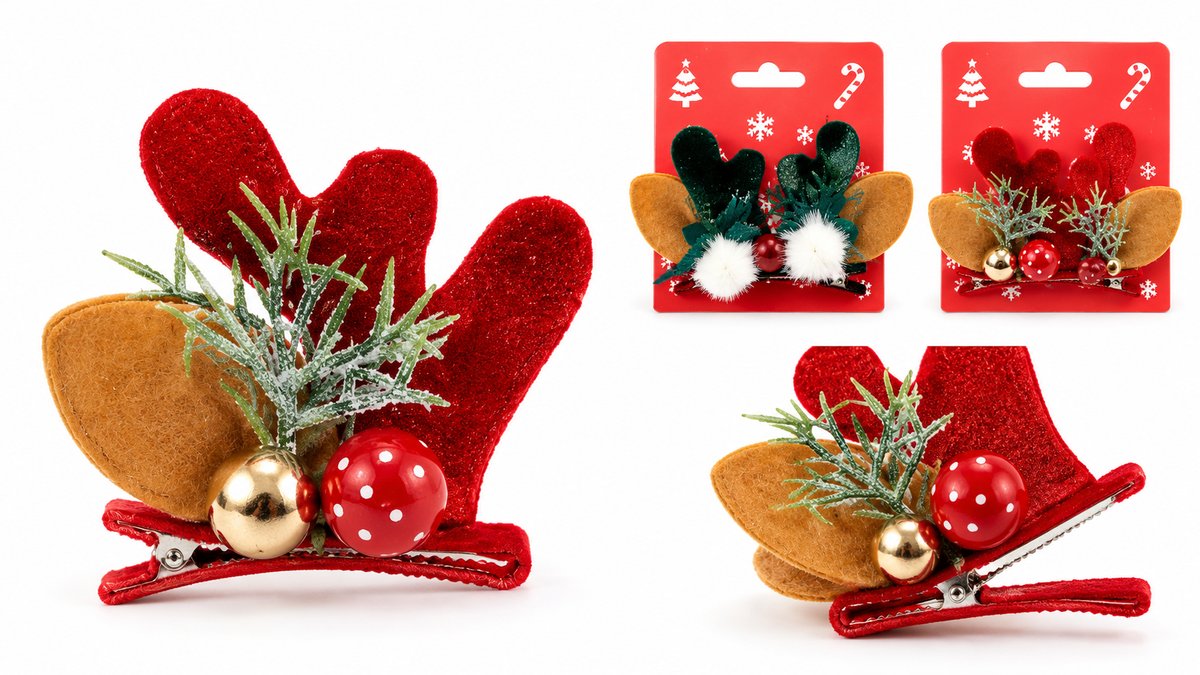 Christmas Reindeer Antlers Hair Clip – Glitter Festive Design