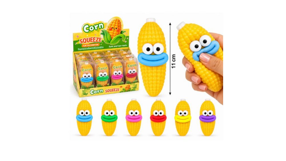 Crunchy Corn Squishy Toy – Funny Face Sweet Corn Stress Relief Fidget Toy