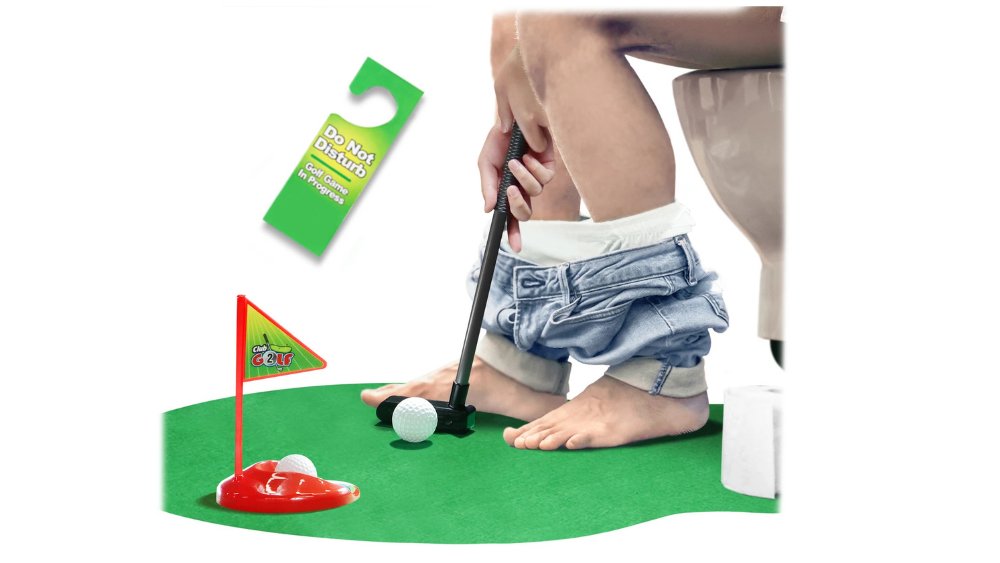 Toilet Golf Game – Funny Bathroom Mini Golf Set – Novelty Gift