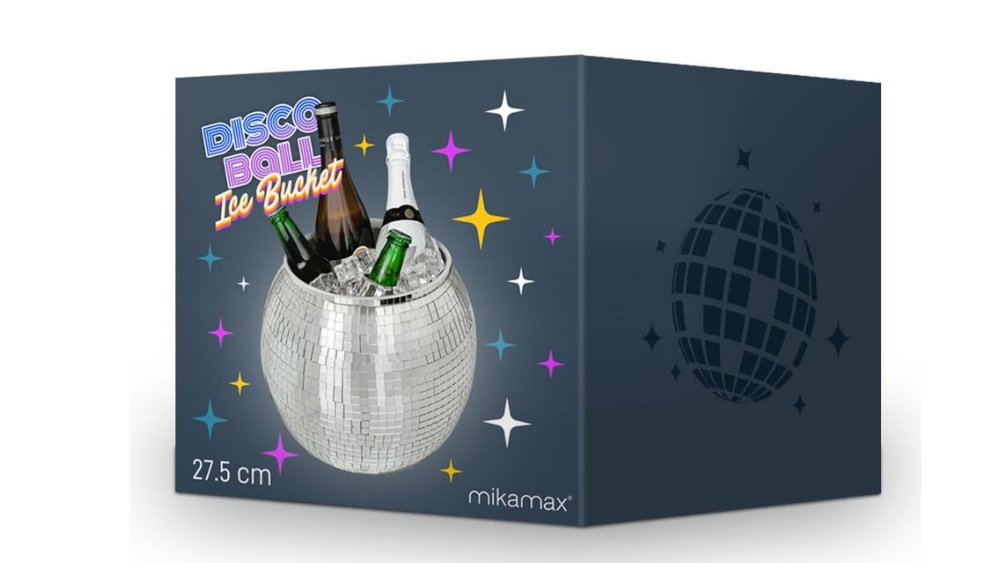 Disco Ball Ice Bucket 27.5cm – Silver Mirror Drinks Cooler by MikaMax
