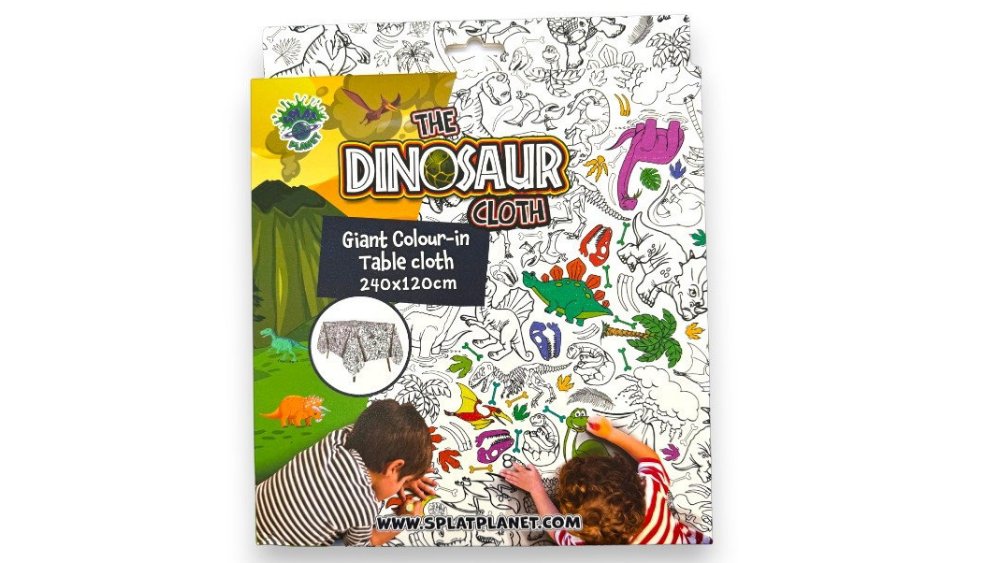 Dinosaur Giant Colour-In Tablecloth 240x120cm – Dinosaur Coloring Activity by Splat Planet