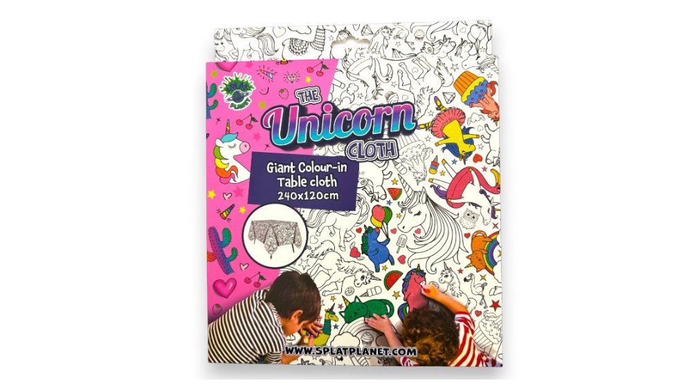 Unicorn Giant Colour-In Tablecloth 240x120cm – Unicorn Coloring Activity by Splat Planet