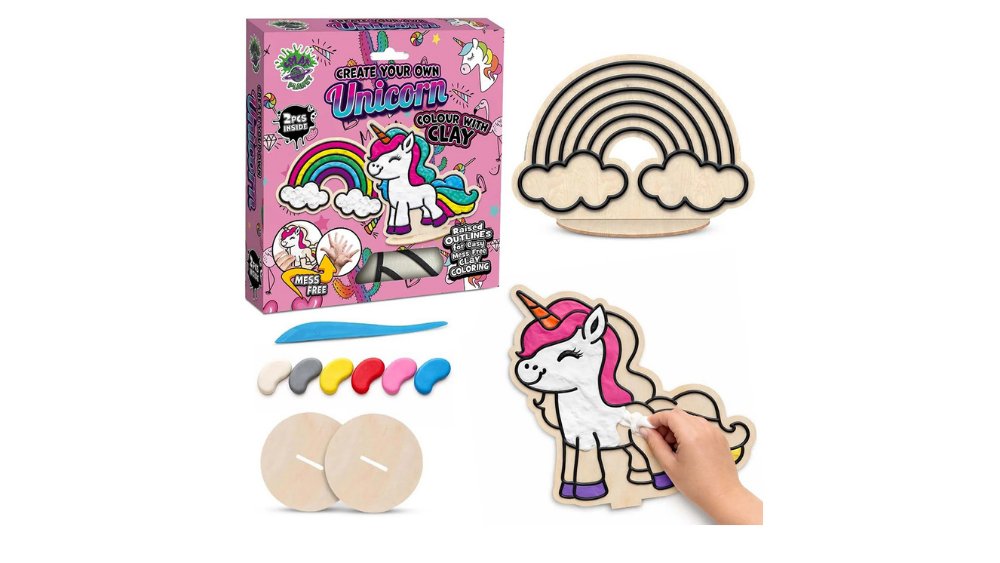 Unicorn & Rainbow Colour with Clay Craft Kit – Create Your Own 2-Piece Set by Splat Planet