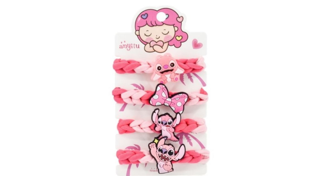 Angel Hair Ties – Cute Disney Lilo & Stitch Pink Elastic Bands for Kids & Girls