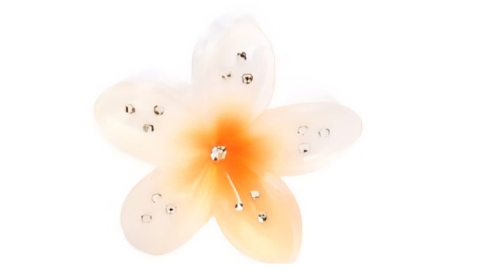 White-Orange Flower Crystal Hair Clip with Rhinestones