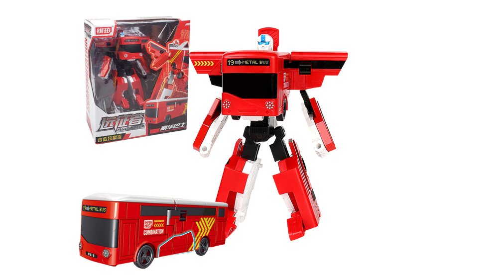 🟥 Transforming Robot – Red Bus