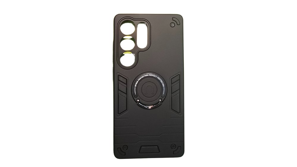 Black Rugged Armor Samsung S25 Ultra Case with Kickstand Ring