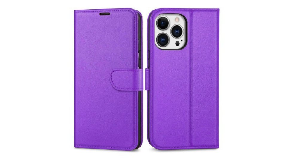 Purple flip Phone Cover – Flip Wallet Case with Card Holder iphone 15