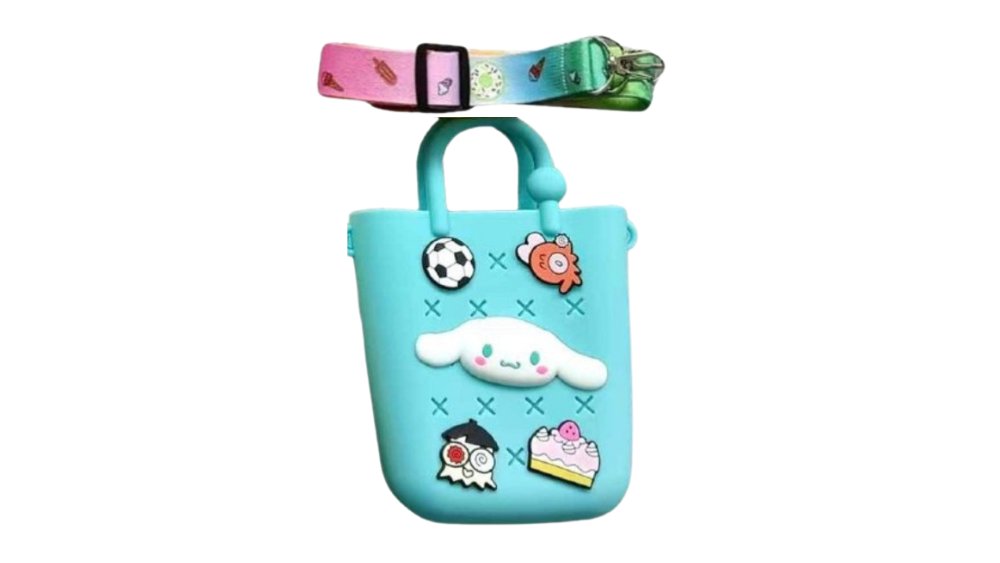 Kawaii Silicone Crossbody Bag with Cinnamoroll-Inspired Design & Charms