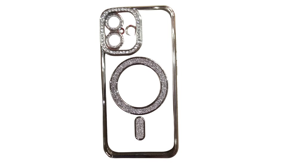 Silver Glitter MagSafe Case with Rhinestone Camera Protector iphone 16