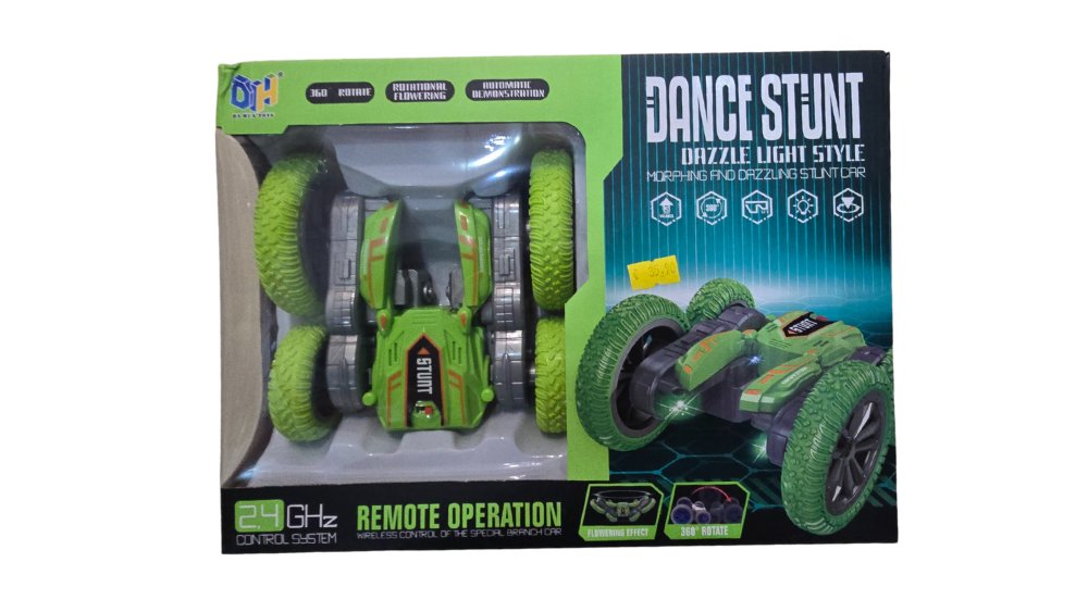 Green Dance Stunt RC Car – 360° Rotating Remote Control Car