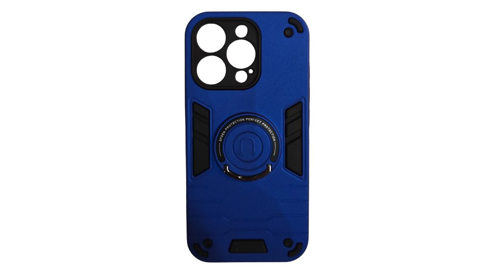 Blue Rugged Armor iPhone 16 pro Case with Kickstand Ring