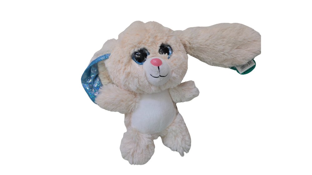 🐰 Beige Bunny Plush with Glitter Ears – Soft Stuffed Animal Toy