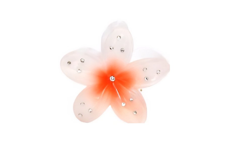 White-Peach Flower Crystal Hair Clip with Rhinestones