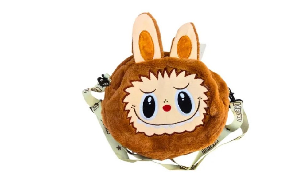 Labubu Plush Shoulder Bag – Brown Cute Crossbody Bag