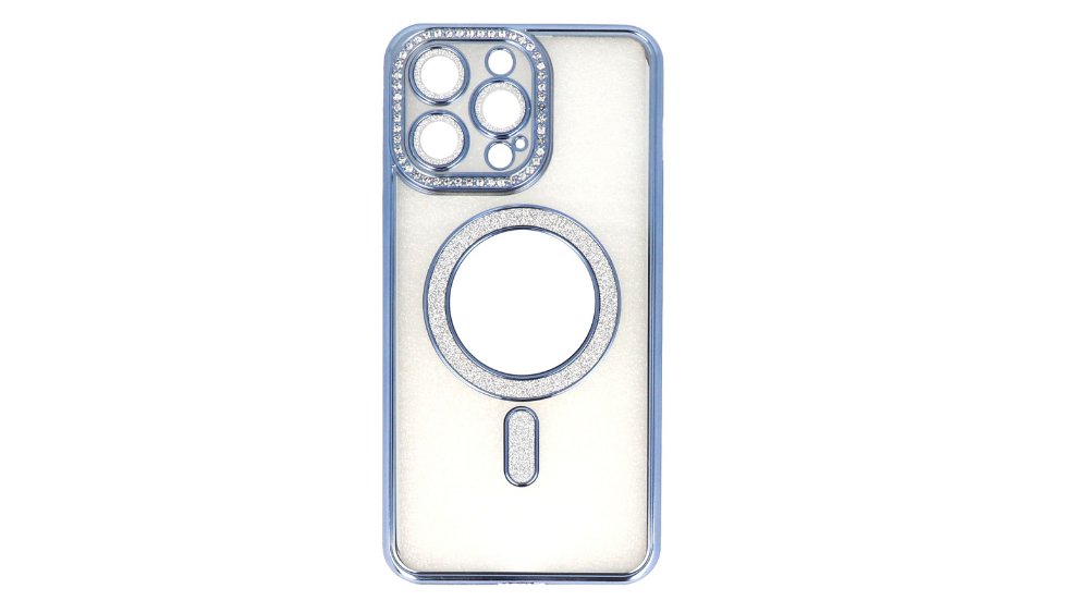 Blue Glitter MagSafe Case with Rhinestone Camera Protector iphone 16promax