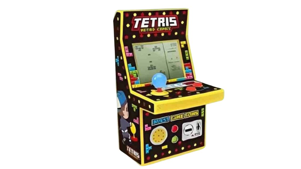 Tetris Retro Mini Arcade Console – Yellow Handheld Electronic Game
