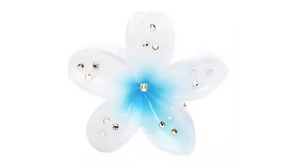 White-Blue Flower Crystal Hair Clip with Rhinestones