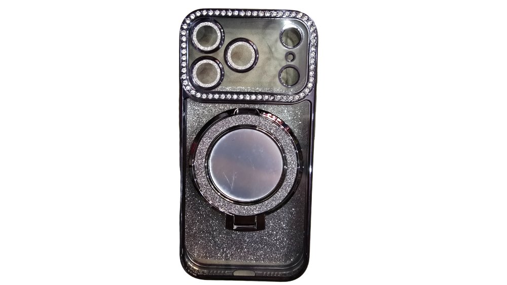 Glitter Purple iPhone Case with Mirror, Ring Holder Iphone 17 pro