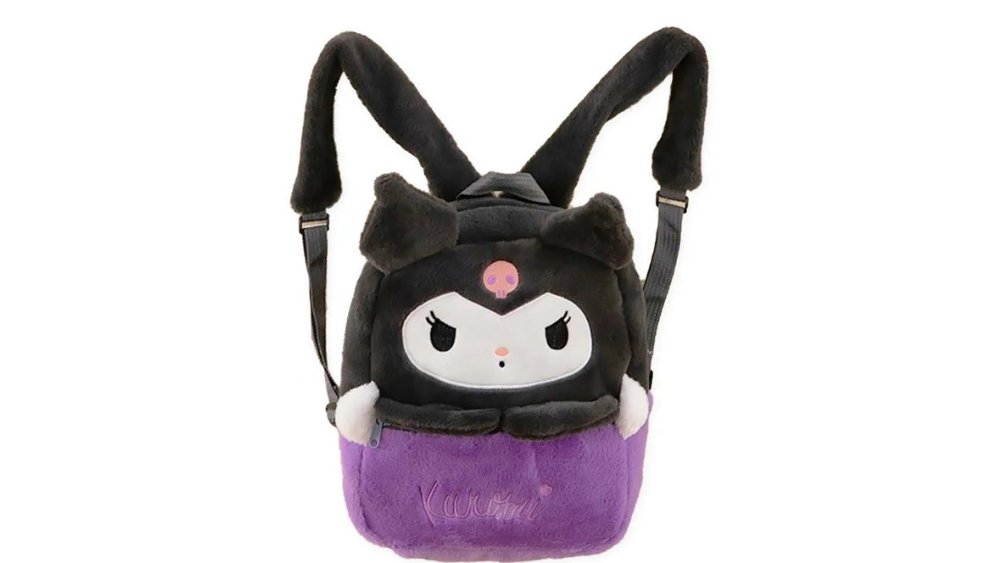 Kuromi Plush Backpack – Soft Sanrio Character Bag (Purple & Black)