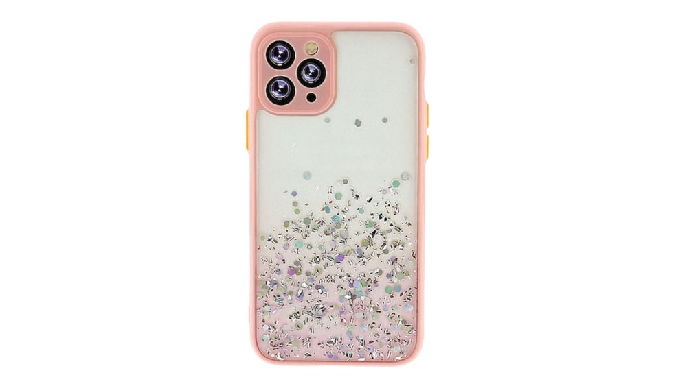Clear Phone Case with Pink Frame & Glitter