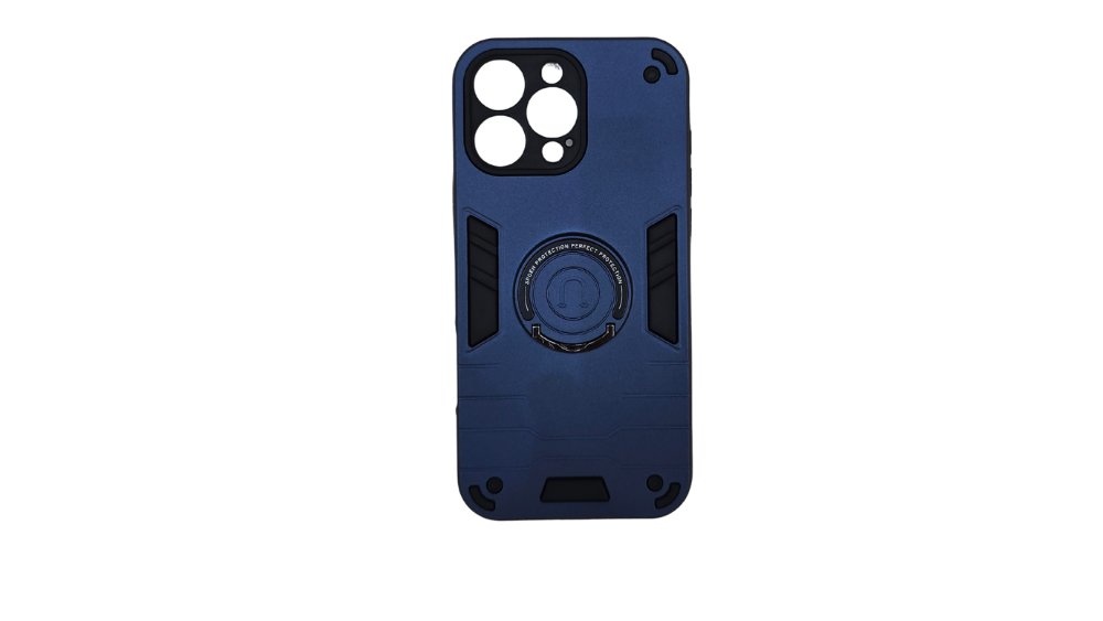 Dark blue Rugged Armor iPhone 16 pro maxCase with Kickstand Ring