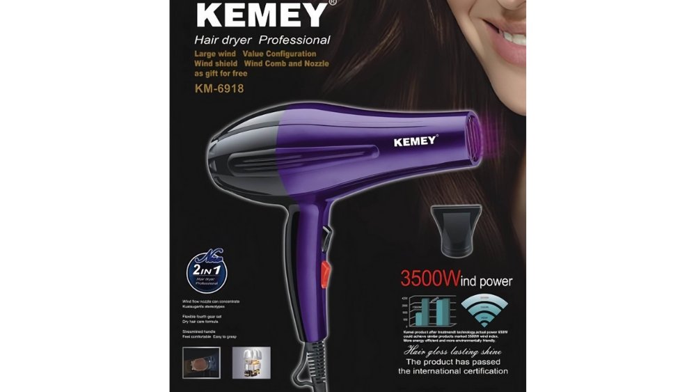 💨 Purple KEMEY KM-6917 Professional Hair Dryer – 3500W