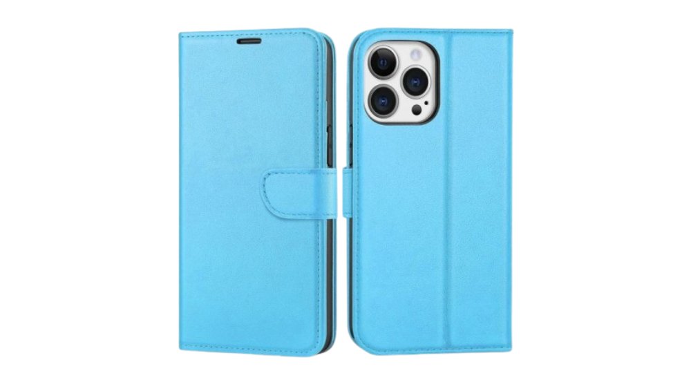 Light blue flip Phone Cover – Flip Wallet Case with Card Holder iphone 15 pro