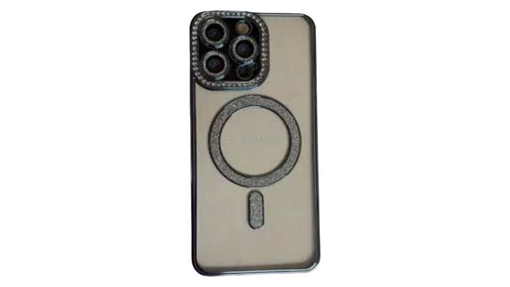 Black Glitter MagSafe Case with Rhinestone Camera Protector iphone 15pro