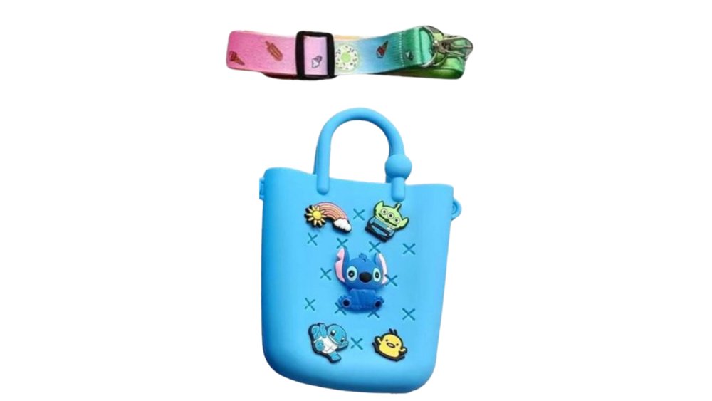 Kawaii Silicone Crossbody Bag with Stitch-Inspired Design & Fun Charms