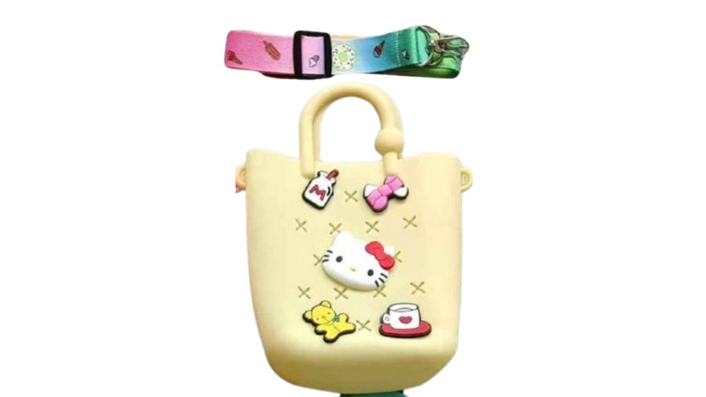 Kawaii Silicone Crossbody Bag with My Melody-Inspired Design & Charms yellow