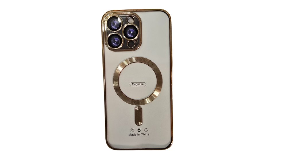 MagSafe Clear iPhone Case with gold Edge – Slim, Protective iphone 15 pro